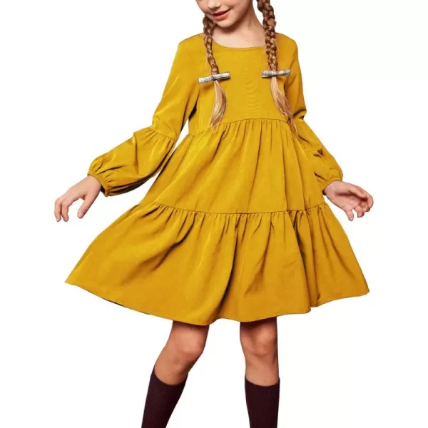 Arshiner Girls Dress Long Sleeve A Line Loose Swing Ruffle Tunic Dresses