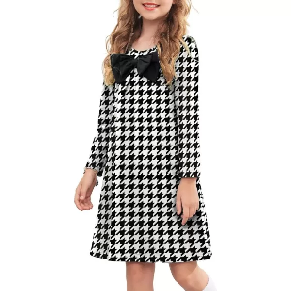 Arshiner Girls Dress Long Sleeve Solid Tunic Dress for Girls with Big Bow Tie