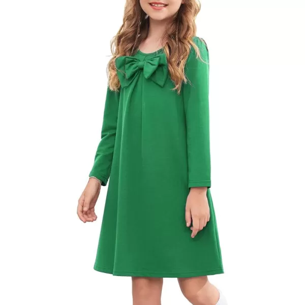 Arshiner Girls Dress Long Sleeve Solid Tunic Dress for Girls with Big Bow Tie