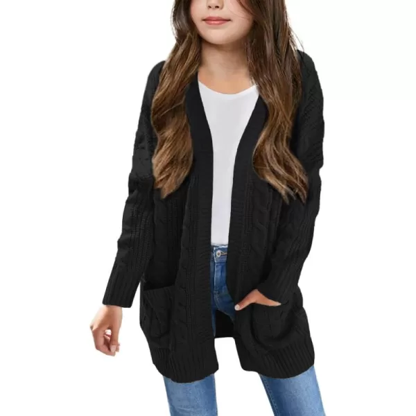 Arshiner Girls Open Front Cardigan Long Sleeve Casual Kids Fall Clothes Solid Thick Chunky Sweater Coat with Pockets