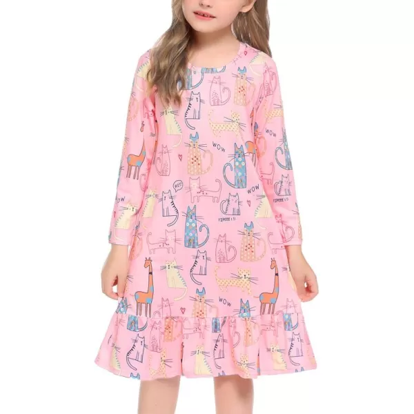 Arshiner Girls' Sleepwear Long Sleeve Cute Nightgown Nightie Pajama Dress