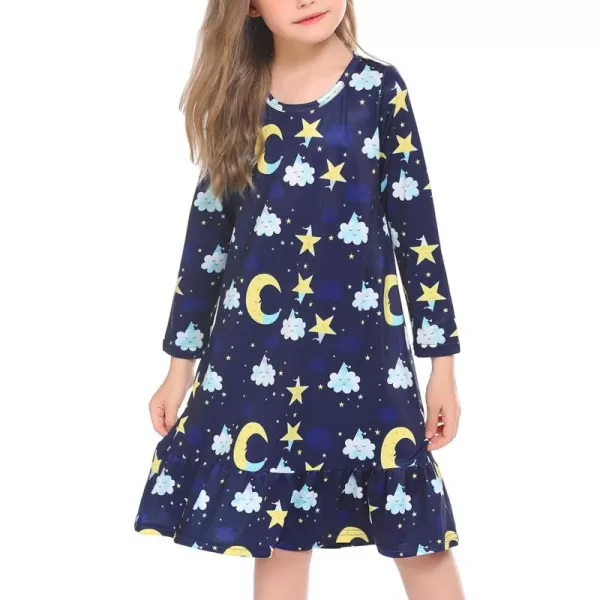 Arshiner Girls' Sleepwear Long Sleeve Cute Nightgown Nightie Pajama Dress
