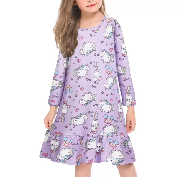 Arshiner Girls' Sleepwear Long Sleeve Cute Nightgown Nightie Pajama Dress