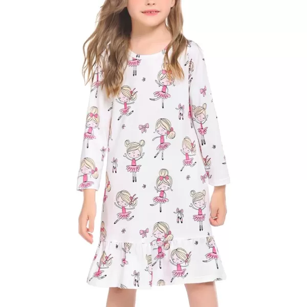 Arshiner Girls' Sleepwear Long Sleeve Cute Nightgown Nightie Pajama Dress