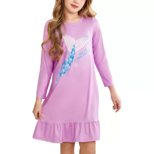 Arshiner Girls' Sleepwear Long Sleeve Cute Nightgown Nightie Pajama Dress