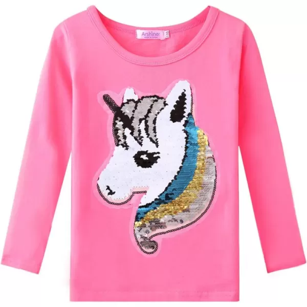 Arshiner Girls Unicorn Shirts Short Sleeve Flip Sequin T-Shirt Tops