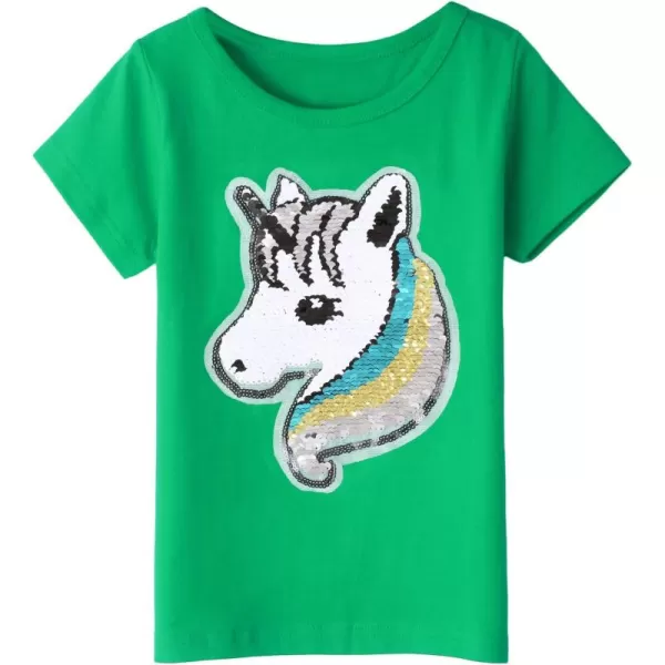 Arshiner Girls Unicorn Shirts Short Sleeve Flip Sequin T-Shirt Tops