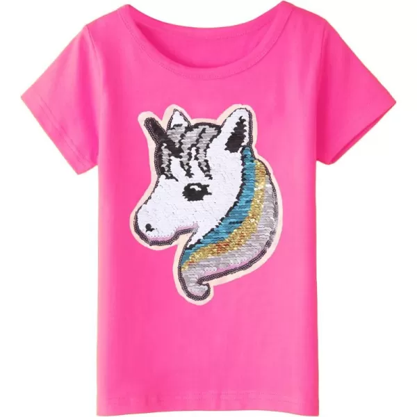 Arshiner Girls Unicorn Shirts Short Sleeve Flip Sequin T-Shirt Tops