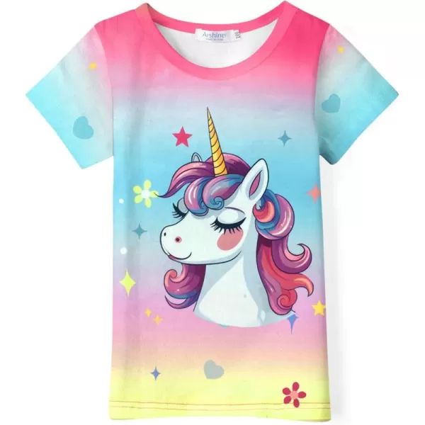 Arshiner Girls Unicorn Shirts Short Sleeve Flip Sequin T-Shirt Tops