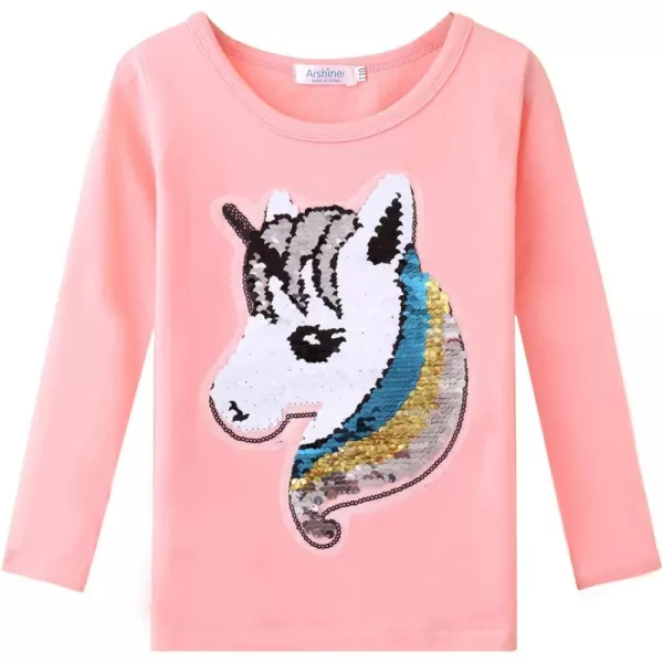 Arshiner Girls Unicorn Shirts Short Sleeve Flip Sequin T-Shirt Tops