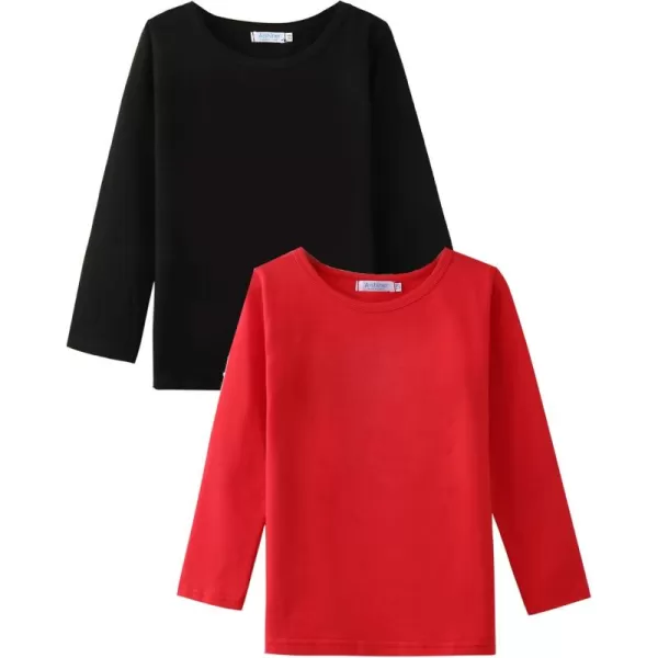 Arshiner Kids 2 Pack Long Sleeve Tees Girls Basic Tees 2pcs Shirt