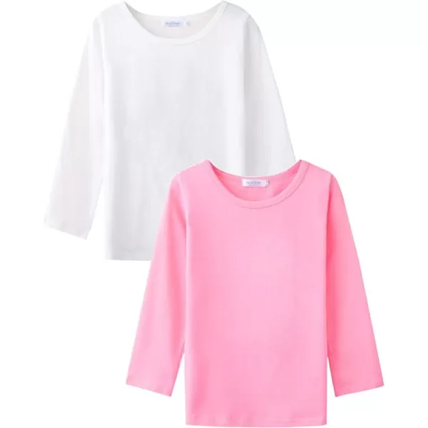 Arshiner Kids 2 Pack Long Sleeve Tees Girls Basic Tees 2pcs Shirt