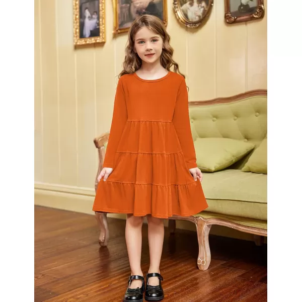 Arshiner Girl Long Sleeve Dress Tiered Ruffle Swing Tunic Shirt Dress