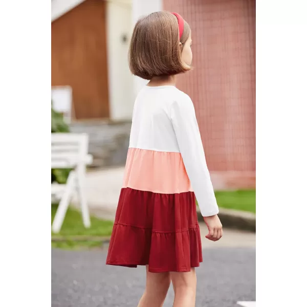 Arshiner Girl Long Sleeve Dress Tiered Ruffle Swing Tunic Shirt Dress