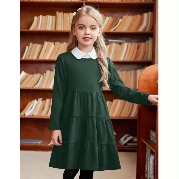 Arshiner Girl Long Sleeve Dress Tiered Ruffle Swing Tunic Shirt Dress