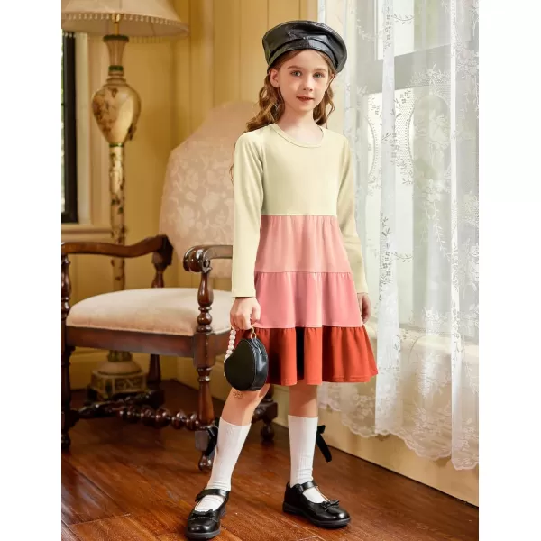Arshiner Girl Long Sleeve Dress Tiered Ruffle Swing Tunic Shirt Dress