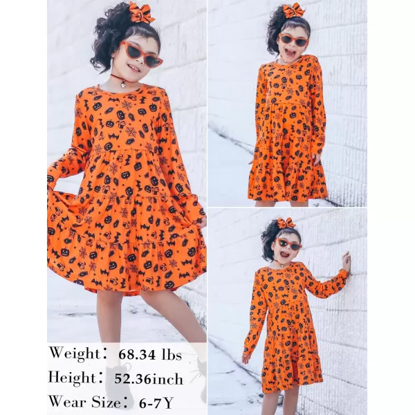 Arshiner Girl Long Sleeve Dress Tiered Ruffle Swing Tunic Shirt Dress