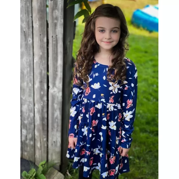 Arshiner Girl Long Sleeve Dress Tiered Ruffle Swing Tunic Shirt Dress