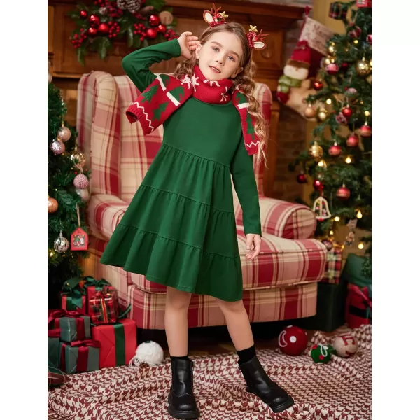 Arshiner Girl Long Sleeve Dress Tiered Ruffle Swing Tunic Shirt Dress