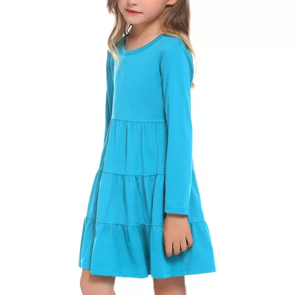Arshiner Girl Long Sleeve Dress Tiered Ruffle Swing Tunic Shirt Dress