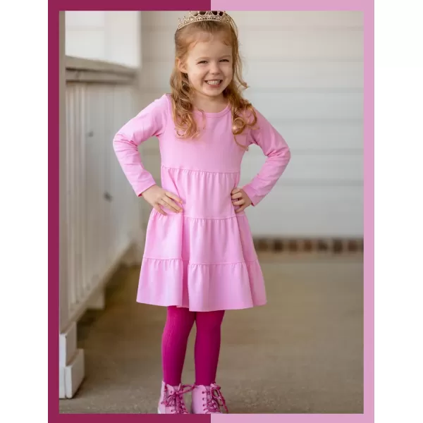 Arshiner Girl Long Sleeve Dress Tiered Ruffle Swing Tunic Shirt Dress