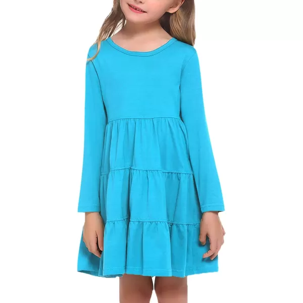 Arshiner Girl Long Sleeve Dress Tiered Ruffle Swing Tunic Shirt Dress