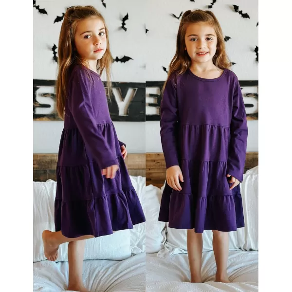 Arshiner Girl Long Sleeve Dress Tiered Ruffle Swing Tunic Shirt Dress