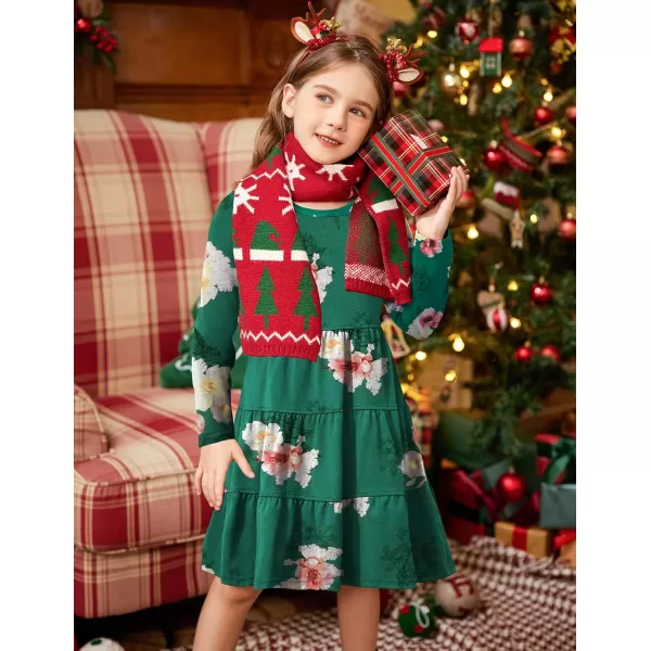 Arshiner Girl Long Sleeve Dress Tiered Ruffle Swing Tunic Shirt Dress