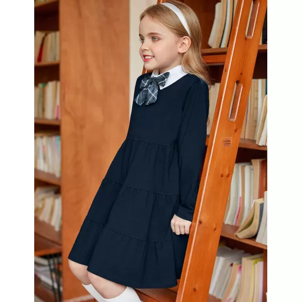 Arshiner Girl Long Sleeve Dress Tiered Ruffle Swing Tunic Shirt Dress