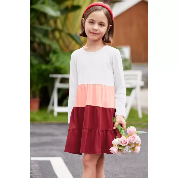 Arshiner Girl Long Sleeve Dress Tiered Ruffle Swing Tunic Shirt Dress