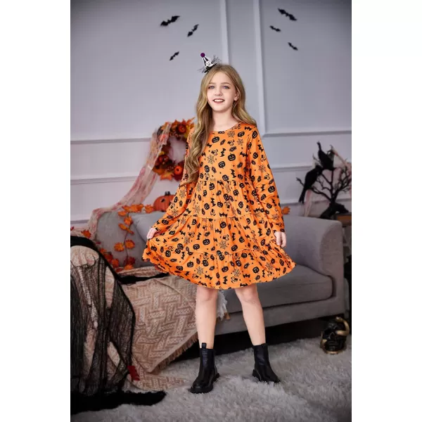 Arshiner Girl Long Sleeve Dress Tiered Ruffle Swing Tunic Shirt Dress