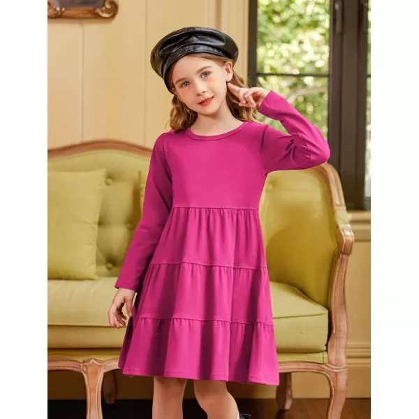Arshiner Girl Long Sleeve Dress Tiered Ruffle Swing Tunic Shirt Dress