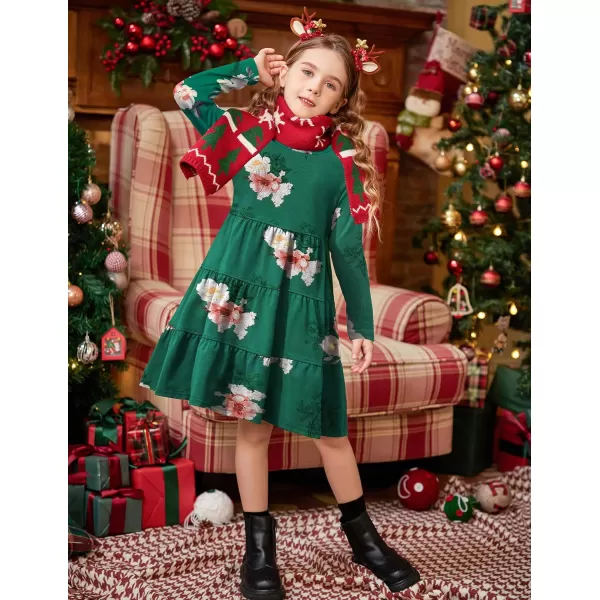 Arshiner Girl Long Sleeve Dress Tiered Ruffle Swing Tunic Shirt Dress