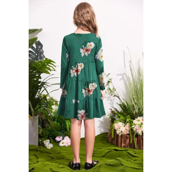 Arshiner Girl Long Sleeve Dress Tiered Ruffle Swing Tunic Shirt Dress