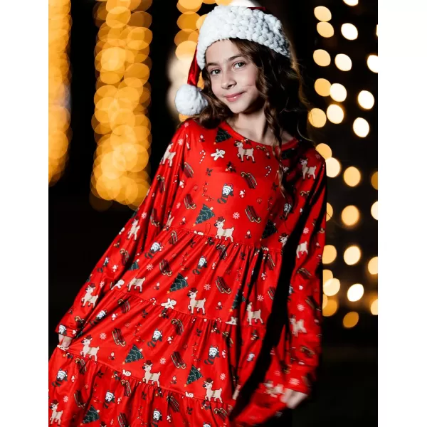 Arshiner Girl Long Sleeve Dress Tiered Ruffle Swing Tunic Shirt Dress