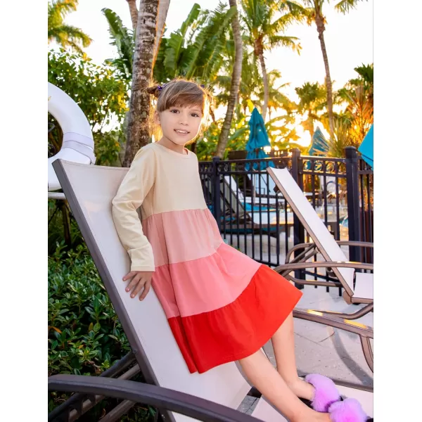 Arshiner Girl Long Sleeve Dress Tiered Ruffle Swing Tunic Shirt Dress