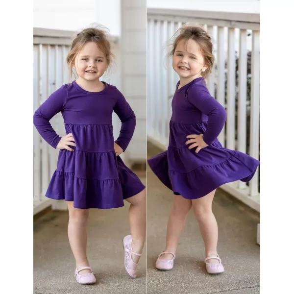 Arshiner Girl Long Sleeve Dress Tiered Ruffle Swing Tunic Shirt Dress