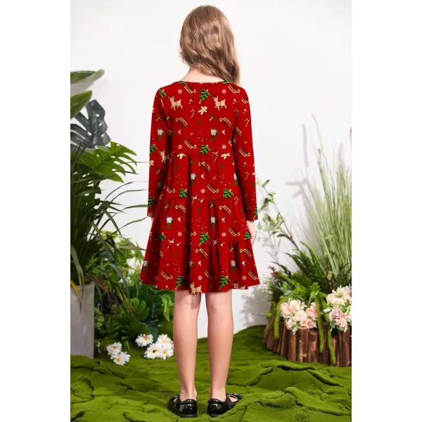Arshiner Girl Long Sleeve Dress Tiered Ruffle Swing Tunic Shirt Dress
