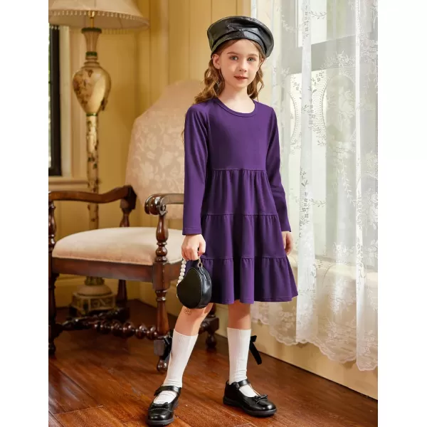 Arshiner Girl Long Sleeve Dress Tiered Ruffle Swing Tunic Shirt Dress