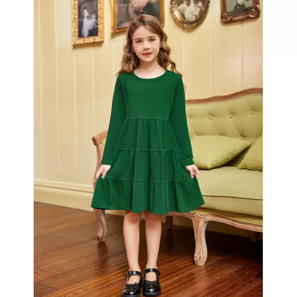 Arshiner Girl Long Sleeve Dress Tiered Ruffle Swing Tunic Shirt Dress