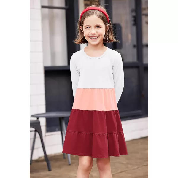 Arshiner Girl Long Sleeve Dress Tiered Ruffle Swing Tunic Shirt Dress