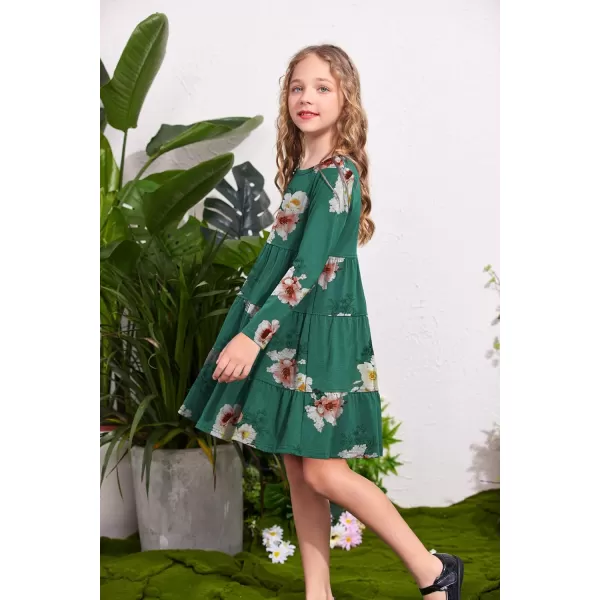 Arshiner Girl Long Sleeve Dress Tiered Ruffle Swing Tunic Shirt Dress