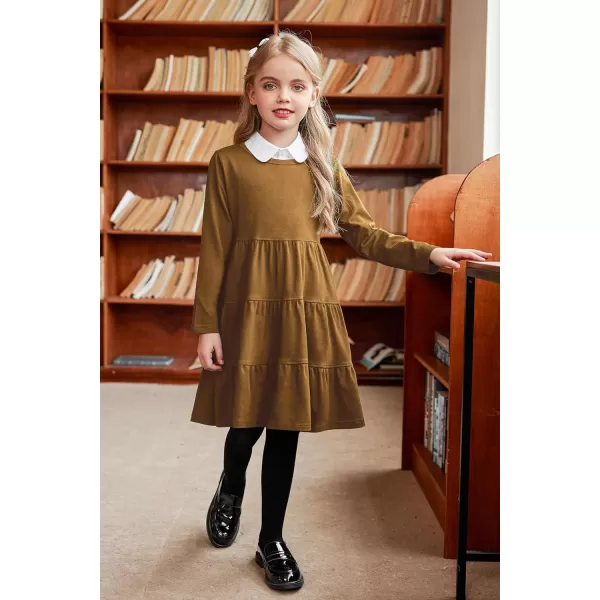 Arshiner Girl Long Sleeve Dress Tiered Ruffle Swing Tunic Shirt Dress