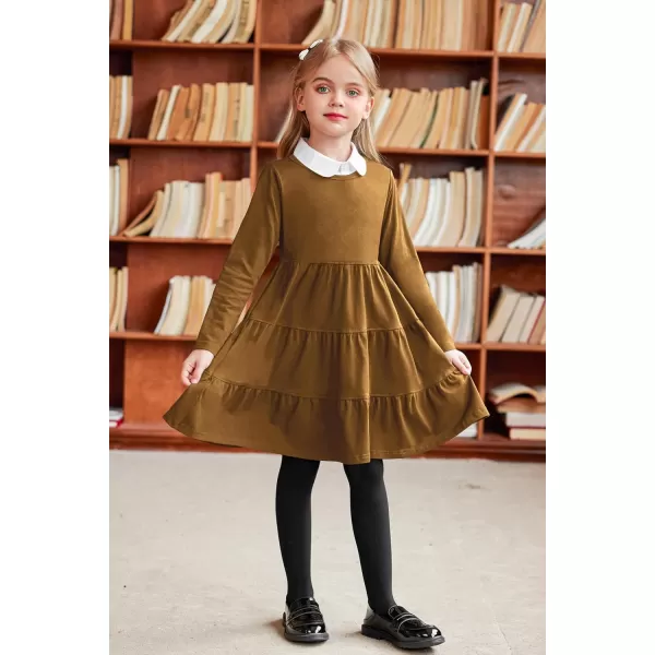 Arshiner Girl Long Sleeve Dress Tiered Ruffle Swing Tunic Shirt Dress