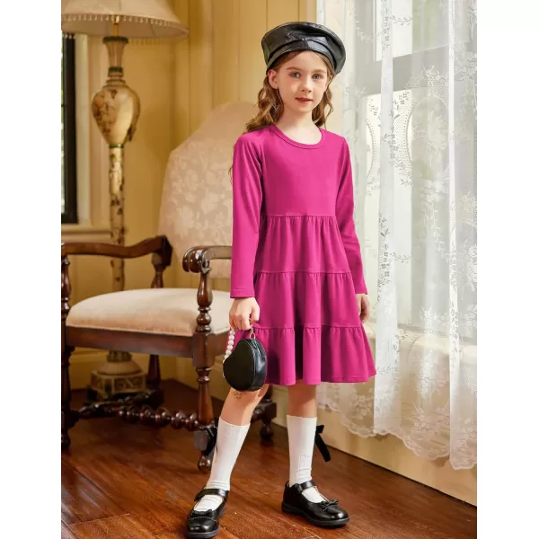 Arshiner Girl Long Sleeve Dress Tiered Ruffle Swing Tunic Shirt Dress