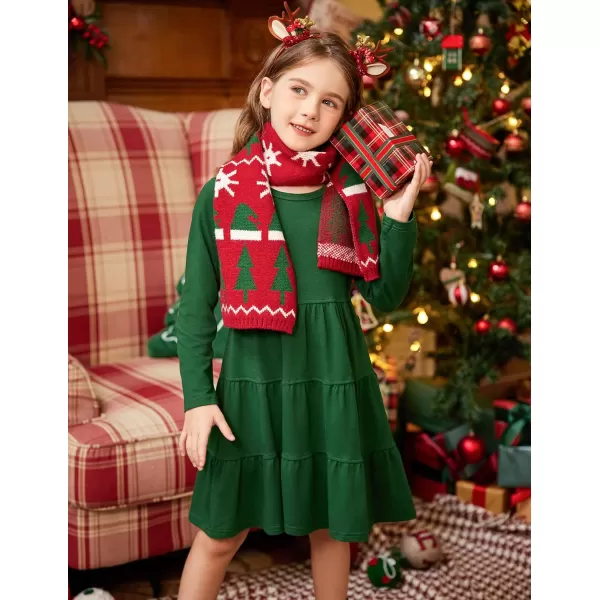 Arshiner Girl Long Sleeve Dress Tiered Ruffle Swing Tunic Shirt Dress