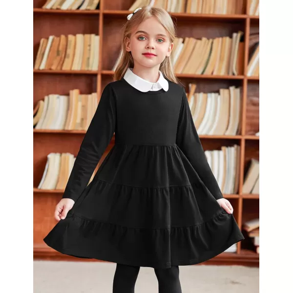 Arshiner Girl Long Sleeve Dress Tiered Ruffle Swing Tunic Shirt Dress