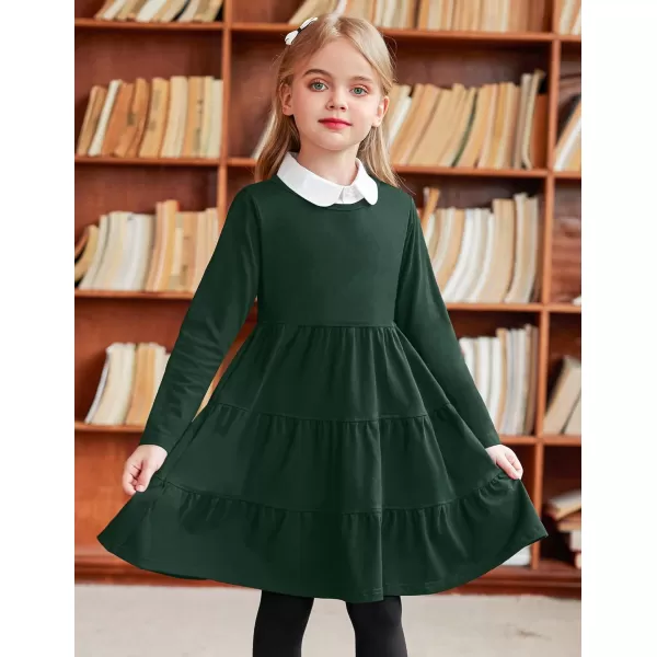 Arshiner Girl Long Sleeve Dress Tiered Ruffle Swing Tunic Shirt Dress