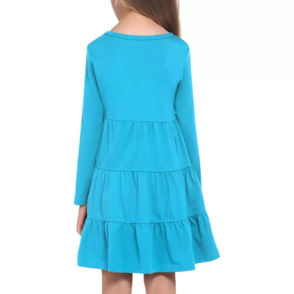 Arshiner Girl Long Sleeve Dress Tiered Ruffle Swing Tunic Shirt Dress