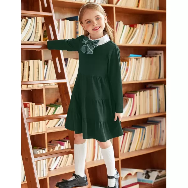 Arshiner Girl Long Sleeve Dress Tiered Ruffle Swing Tunic Shirt Dress